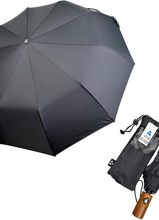 Мужской зонт полуавтомат от silver rain, на 10 карбоновых спиц, деревянная ручка sr 026-04