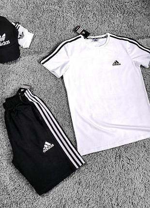 Літній чоловічий спортивний костюм adidas футболка та шорти s-2xl