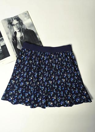 Юбка плиссе в цветочек primark eur 46 - 48 р. u9 18 - 20 р батал/синяя