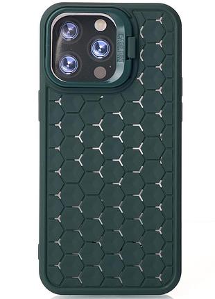 Чехол на iphone 11 темно-зеленый силиконовый с magsafe и подставкой для айфон 11