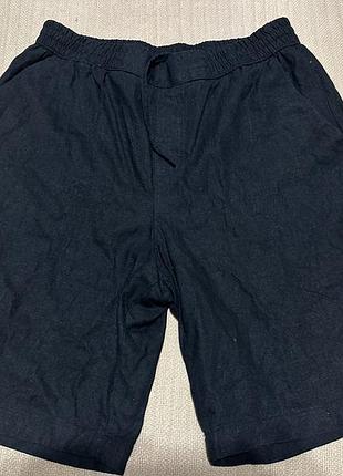 Легкие льняные шорты цвета индиго zara испания s.