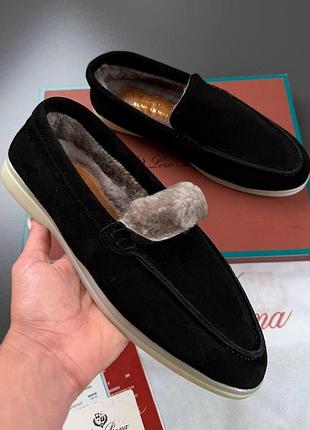 Черные замшевые зимние лоферы loro piana для мужчин, р. 40-49