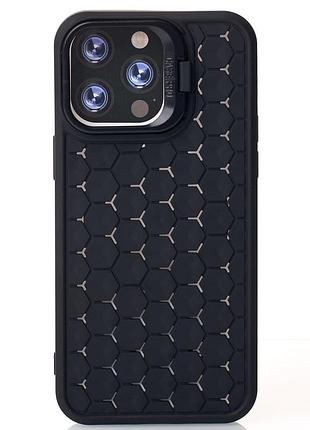 Чехол на iphone 11 pro черный силиконовый с подставкой magsafe для айфон 11 про