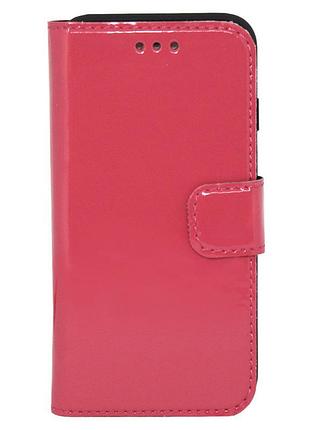 Чехол книжка на iphone 7 plus / iphone 8 plus коралловый лаковый с отделениями для карт для айфон