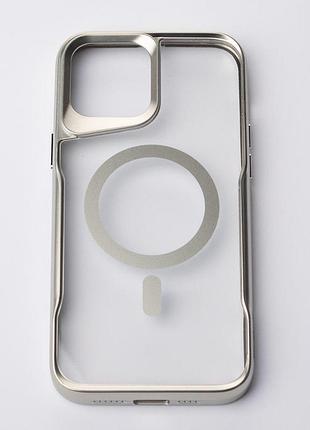 Чохол на iphone 15 pro max срібний протиударний з magsafe для айфон 15 про макс