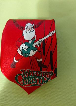 Новорічна краватка rock santa з гітарою (funtyme)