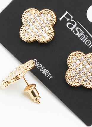 Сережки- пусети зі сталі van cleef ван кліф чорна конюшина 13 мм