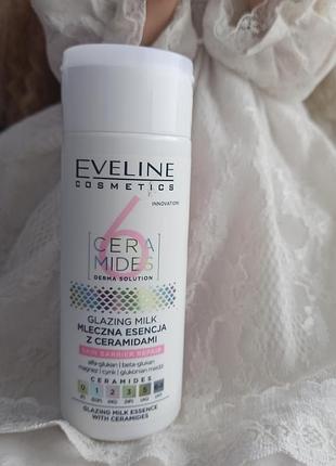 Крем-молочко для обличчя eveline cosmetics 6 ceramides glazing milk з церамідами