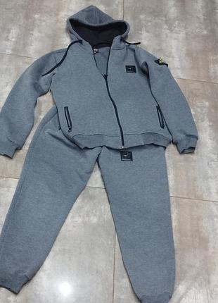Спортивний костюм stone island сірий з худі на блискавці та штанами на манжетах
