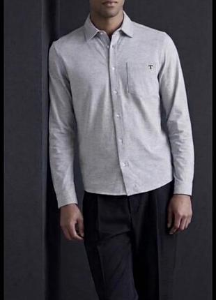 Тепла чоловіча трикотажна  сорочка  поло leyland stretch cotton  button-up shirt преміум-бренду ted baker l-xl