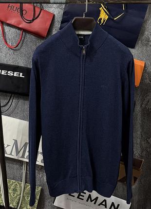 Кофта чоловіча кардиган hugo boss zip sweaters синій m