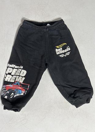 Спортивні штани для хлопчика zara чорні з принтом hot wheels
