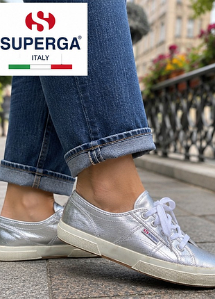 Кеды superga 2750 cotmetu оригинал 🇮🇹 серебристые металлик, унисекс, eu 42 / укр. 41, итальянский бренд