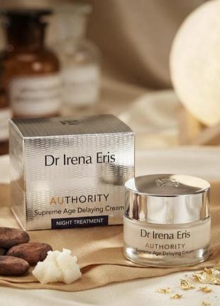 •dr irena eris authority night cream supreme age
delaying - нічний антивіковий крем для обличчя,з маслами ши, какао та колоїдним золотом,  10 мл;
