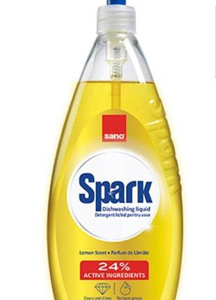 Sano spark lemon — це високоефективний концентрований рідкий засіб для миття посуду, який забезпечує бездоганну чистоту .
