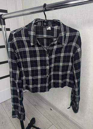 Жіноча сорочка h&m у клітинку чорна розмір s