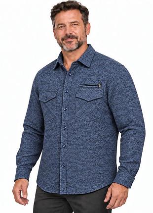 Тепла чоловіча сорочка gold golf man на термофлісі великих розмірів, 7xl, темно-синій