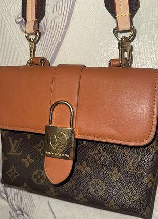 Жіноча сумка louis vuitton коричнева через плече