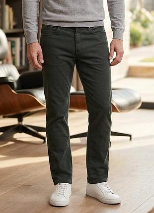 Чоловічі темно-зелені штани-чінос marks & spencer з молескіну straight fit р. 34/31 та 36/31