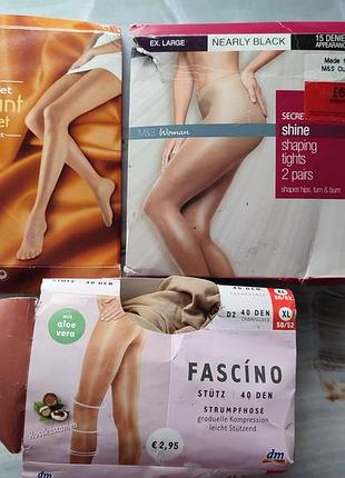 Набор б\у брендовых колготок из европы (m&s, fascino, influx), лот 3 пары