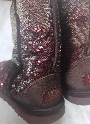 Уггі жіночі ugg з паєтками та овчиною, розмір 37-38