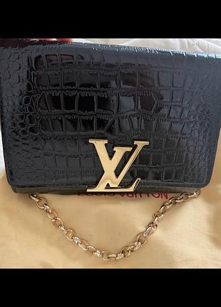 Клатч жіночий louis vuitton з лакованої шкіри чорний