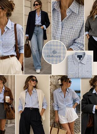Базова сорочка gant в принт клітинка gingham
