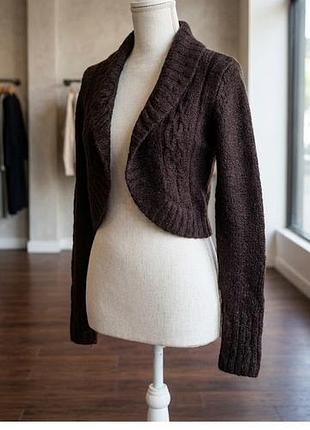 : вязаное винтажное болеро 
размер: s/m (36/38)  
стиль: vintage / casual / boho  
цвет: темно-коричневый / шоколадный