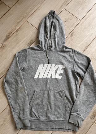 Худі чоловіче nike сіре з капюшоном та написом