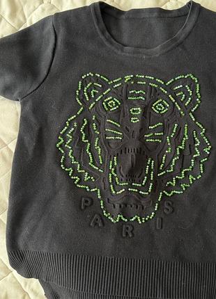 Світшот kenzo чорний з принтом тигра