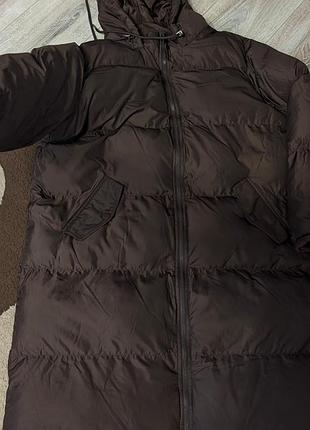 Пальто пуховик шоколадний boohhoo, розмір l/xl