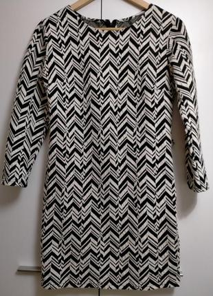 Платье черно белое в полоску зебра мини стильное трендовое принт яркое