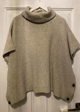 Накидка женская серо бежевая меланж шерстяная seasalt cornwall one size