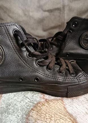 Кеди converse all star високі шкіряні чорні
