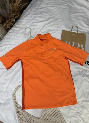 Помаранчева оригінальна футболка-поло nike dri-fit з кишенями