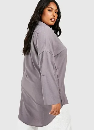 Базовая серо-лиловая удлиненная рубашка оверсайз boohoo plus size (новая)