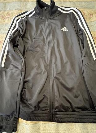 Спортивна кофта adidas чорна зі смужками, розмір s-m