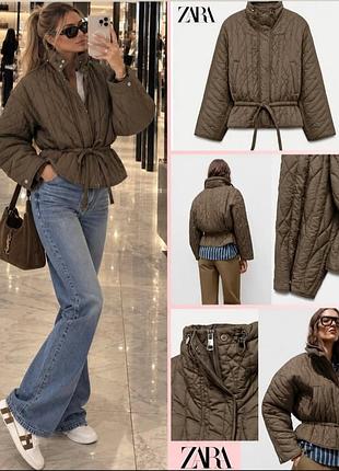 Куртка жіноча zara стьобана хакі xs
