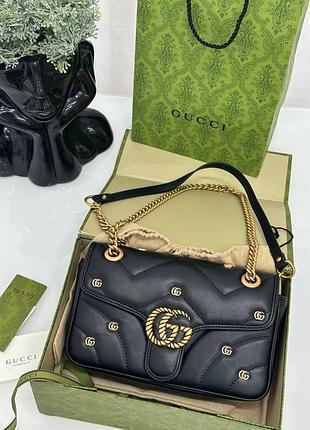 Жіноча сумка gucci зі шкіри чорна стьобана