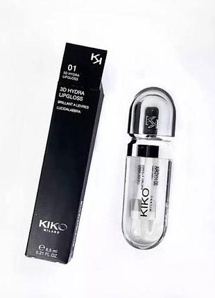 Блиск для губ kiko milano 3d hydra lipgloss 01 прозорий 6,5 мл