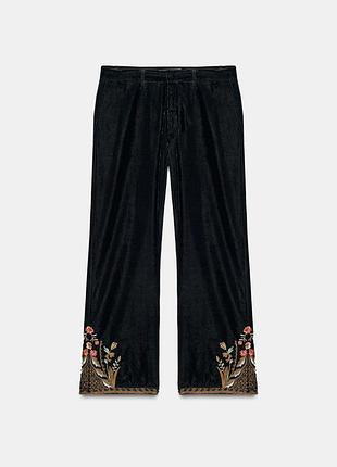 Бархатные брюки zw collection с вышивкой