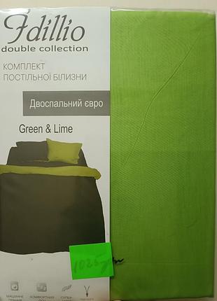 Комплект постільної білизни fdillio double collection двоспальний євро салатово-чорний