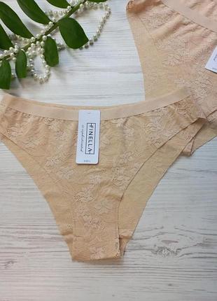 Безшовні трусики  з мережива на середній посадці finella  90284🎀