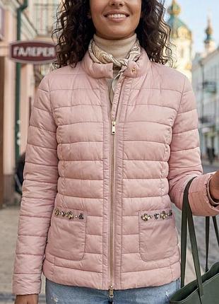 Жіноча стьобана куртка м(38) the outerwear пудрово-рожева
