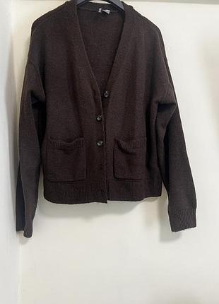 Кардиган жіночий h&m коричневий на ґудзиках з кишенями