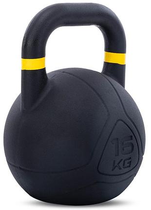 Гиря змагальна liveup lp8044-16 чавунна 16 кг чорна