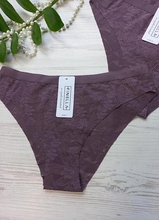 Безшовні трусики  з мережива на середній посадці finella  90284🎀