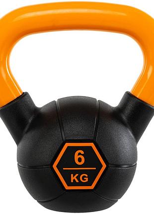 Гиря тренувальна liveup urethane competition kettlebell 6 кг чорно-помаранчева uaze5336-6