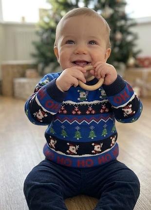 Новорічний дитячий світер на хлопчика 9-12 місяців