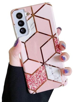 Чохол marble gold для samsung galaxy s21 fe - pink